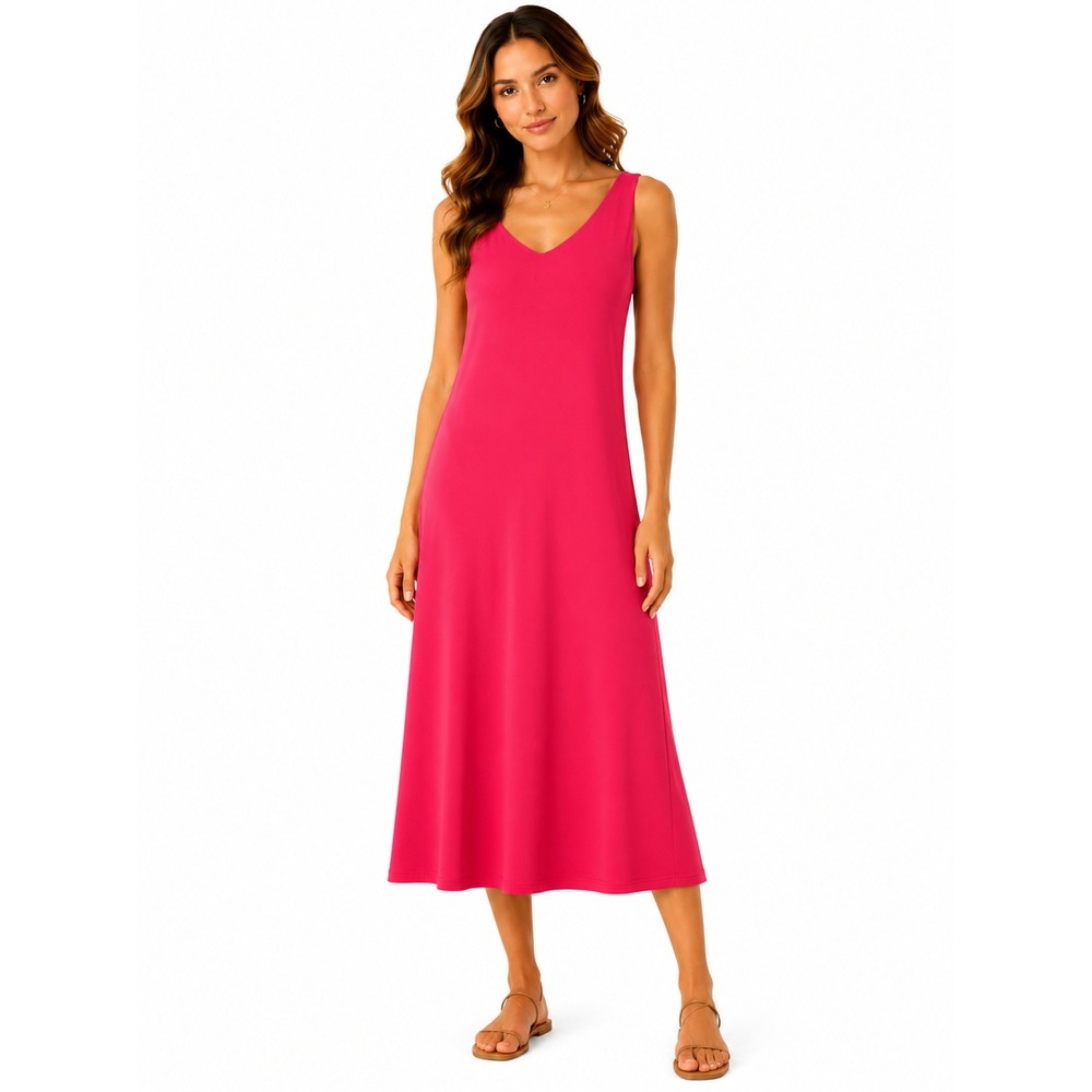 Lane Bryant Pink Crochet Lace Back Midi Dress Sleeveless V-Neck 10/12 NWT